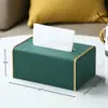 Los fabricantes de cajas de pañuelos pueden personalizar cajas de pañuelos de cuero modernas y sencillas para oficinas y hoteles, cajas de servilletas de lujo ligero