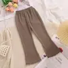 Calça Boca de Sino Infantil Verão Fina Longa Simples Casual para Meninas Calça Versátil Estilosa Cor Sólida Calça da Moda para Meninas