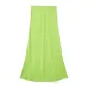Fabricantes Mayoristas de Ropa para Mujer Transfronterizos Primavera 2026 Estilo Europeo y Americano Cintura Media Color Sólido Textura de Satén de Seda Falda