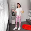 Pantalones cropped de estilo coreano nuevo transfronterizo para niños de 3 a 11 años, leggings coloridos estampados para niñas, delgados para primavera y otoño, seda de leche