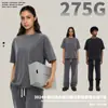 Camiseta de Manga Corta para Hombre Verano Borde Enrollado Lavada Desgastada Deshilachada Corte Irregular Bolsillo Angulado Estilo Europeo y Americano Holgada 275g Tendencia