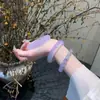Pulseiras de Ágata Tipo Gelo Naturais no Atacado do Fabricante, Estilo Barra Plana, Pulseiras de Jade Verde Claro para Meninas, Pulseiras de Calcedônia Verde Óleo, Dropshipping Disponível