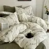 Set de Cuatro Piezas de Cáñamo Crudo de Alto Peso Amigable con la Piel Clase A Funda de Edredón Estampada de Algodón Puro Lavable a Máquina Juego de Tres Piezas de Cama Sábanas de Cama Tres Piezas 4 Sábanas Ajustables Lote