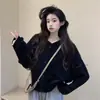 Jaqueta de baseball casual nova de botões, corte relaxed, para mulheres, outono/inverno, estilo coreano e japonês, versátil, modelagem solta, moletom liso para estudantes
