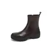 Versión de cuero suave~Otoño/Invierno 2026 nuevos botines elásticos de suela gruesa estilo francés ajustados con cremallera lateral botines calcetín