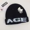 Gorro de hilo de perlas de mezcla de lana de alta calidad coreano, otoño e invierno, adelgazante, gorro para clima frío, gorro de punto con patrón de letras, gorro holgado