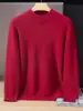 Suéter de cachemira estilo bebé para hombre, cuello alto medio, color liso, tejido grueso, casual y apto para negocios, capa base suave y cómoda