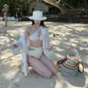 Biquíni Duas Peças de Um Ombro Estilo Novo 2026, Cor Sólida com Aro, Roupa de Banho Sexy e Estilosa para Férias na Praia para Mulheres