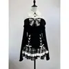 Ahora Disponible: Conjunto de Dos Piezas Estilo Japonés Dulce-Fresco Moda Oscura Diseño de Nicho Camisa de Manga Larga con Corbata de Moño y Falda Corta de Cuadros