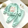 Conjunto Feminino Estilo Coreano Novo para Primavera e Outono 2026: Conjunto Duas Peças com Moletom de Manga Longa Estampado em Nuvem e Calça Jogger