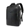 Venta Directa de Mochilas Nuevas de Cuero Genuino con Patrón de Cocodrilo, Gran Capacidad, Unisex, Adecuadas para Negocios, Viajes Diarios y Ocio, Bolso Ligero de Cuero Genuino