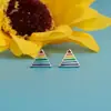 Pendientes Pequeños Estilo Coreano Corazón de Melocotón Triángulo Arcoíris Moda Pendientes de Una Semana Resina Goteo de Aceite Pendientes Coloridos