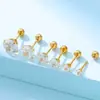 Vendas Diretas de Fábrica Aço Titânio Popular Haste Roscada de 0,8 mm Brincos de Bola de Aço Torcido Cristal Zircônia Studs para Osso da Orelha Unissex Versátil