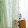 Cortina de Gasa con Encaje de Velcro Translucida Sensación Brumosa Estilo Princesa Francesa Ventana Saliente Dormitorio Cortina de Puerta sin Perforación Juego Completo Fábrica