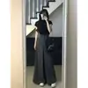 Nuevo Conjunto Temperamento Ajustado Perezoso Manga Corta Verano Dos Piezas Pierna Ancha Simple Cubre-carne Pantalones Largos