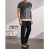 Nuevo suéter de manga corta de verano para hombre, a rayas de colores combinados, seda de hielo, transpirable, ajustado, de negocios, coreano, comercio exterior, venta al por mayor transfronteriza