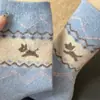 Meias de Lã Fair Isle Femininas Meias de Meia Panturrilha Outono e Inverno Forradas com Lã Espessas Quentes Retrô Meias Fofas de Caxemira com Estampa de Cachorrinho