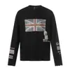 Camiseta de manga larga original de punto gofre para pareja, unisex, diseño de bandera retro de otoño, corte holgado, top pullover casual de moda