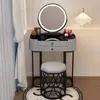 Tocador para dormitorio pequeño, lujo ligero nórdico, simple y mini, modelo nuevo con sensación de alta gama, tocador integrado con armario de almacenamiento