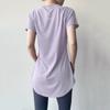 Ropa de yoga de manga corta de verano, nueva, de longitud media, que cubre la cadera, adelgazante, de secado rápido, transpirable, camiseta deportiva de fitness para mujer, fina