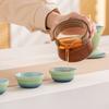 Juego de té de viaje de cerámica gruesa estilo palacio, de una sola tetera y tres tazas, ideal para acampar al aire libre, portátil.