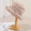Nuevo Estilo de Primavera y Otoño Sombrero de Pescador con Perlas para Mujer, Protección Solar, Ligero, Plegable, Versátil, Sombrero de Cubo de Moda Coreana