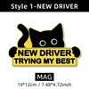 Novo Adesivo Refletivo Gato Preto Motorista Iniciante Divertido Motorista Iniciante Por Favor Espere Pacientemente Adesivo Magnético
