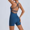 Traje de Yoga Transfronterizo Europeo y Americano para Mujer con Almohadilla en el Pecho Hermosa Correa en la Espalda Fitness Deportivo de Secado Rápido Short Melocotón Cadera