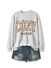 TEMPORADA CONFORTÁVEL Em Estoque Casual Floral Gola Redonda Manga Longa Feminino Amazon Cross-border Comércio Exterior ebay Moletom Solto