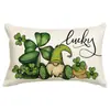 Calle irlandesa transfronteriza. Funda de almohada de lino con estampado de trébol del Día de San Patricio funda de almohada de césped de la suerte para sofá