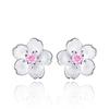 Brincos de Flor Jin Jiahua Brilhantes Flor de Cerejeira Brincos de Temperamento Fresco Feitos à Mão com Diamantes Zircônia Não Fáceis de Sair de Moda