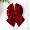 Nuevo producto transfronterizo: Colgante de moño de terciopelo burdeos para Navidad, decoración de árbol de Navidad DIY, adorno de moño de seis puntas