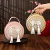 Bolsa Bordada Hecha a Mano DIY Guofeng Nuevo Estilo Chino Versátil Bolsa Redonda Pequeña Bolsa de Material Bolso Cruzado Bolso de Hombro Único para Mujeres