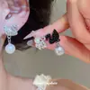 Pendientes elegantes de cisne con perlas y diamantes estilo francés, sensación de lujo ligero y alta gama, diseño moderno y exquisito, pendientes versátiles