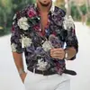 Europa y Estados Unidos transfronterizos el más vendido para hombre Primavera y Otoño Nueva tendencia de camisa estampado digital manga larga cuello alto una generación de pelo