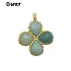 Wt-P2090 Forma de Trébol de Cuatro Hojas de la Suerte Colgante de Piedra Natural Chapado en Oro de 18 Quilates Pendientes para Niñas Accesorios Semi-Terminados