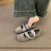 Com saia verão crianças Francês 2026 sapatos de salto baixo novos Mary Jane sapatos de sola única femininos deslumbrantes sapatos de noite bolinhas