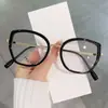 Armações de Óculos Estilo Gatinho Europeu e Americano para Mulheres, Armação de Óculos com Aro de Metal Tr90, Moda Retrô, Que Muda de Cor, Óculos Anti-Luz Azul