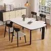 Patas de Pizarra Color Crema para Mesa de Comedor para Uso Doméstico, Rectangular para Apartamento Pequeño, Estilo Retro Mediados de Siglo, Madera de Fresno Blanco, Madera Maciza, Mesa de Comedor