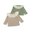 Ins Primavera y Otoño Dulce Cuello de Muñeca Camiseta Elegante Estilo Coreano Niña Otoño Cuello de Loto Camisa Base Top Infantil
