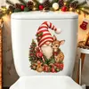 Gnomo Goblin Cervo Sem Rosto de Natal Decoração Adesivo para Tampa de Vaso Sanitário Banheiro Assento de Vaso Sanitário Decoração Adesivo de Atmosfera Festiva