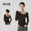 Blusa de Yoga de Alta Gama Transfronteriza para Mujer con Tira en U Espalda Hermosa Blusa Deportiva Espalda Sexy Ropa de Fitness Mangas Largas