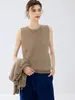 Chaleco de punto sin mangas para mujer, top base de cachemir con cuello redondo, nueva prenda interior versátil para otoño e invierno