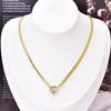 Yunyao Moda Europea y Americana Collar de Corazón con Circonita Blanca Pulsera de Acero de Titanio Simple para Niñas Pulsera de Cadena para Clavícula con Diamante Verde en Forma de Corazón