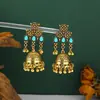 Pendientes de Aleación con Cascabeles de Estilo Étnico Bohemio de Venta Caliente Transfronteriza, Pendientes Vintage con Borlas de Diamantes Adornados con Flores con un Toque de Alta Gama
