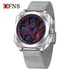 Reloj de Moda OFNS Esqueleto de Coche Rotación 360 grados Reloj para Hombre Tendencia Más Vendido Versátil para Estudiantes Reloj de Cuarzo
