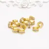 Cobre Banhado a Ouro 18K Micro-Incrustado Zircônia Contas Espaçadoras Redondas Espaçador Pulseira DIY Acessórios de Joias com Contas de Cristal