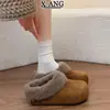 Zapatillas Birkenstock de Cuero Genuino Suela Gruesa Papa Pequeña para Mujer Otoño/Invierno 2026 Nuevos Zapatos de Piel de Cordero con Pelo, Zapatos de Algodón Cálidos con Borrego
