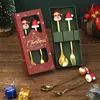 Conjunto de Talheres de Natal Transfronteiriço Colher para Mexer Café Aço Inoxidável 410 Colher Garfo de Sobremesa Frutas Colher e Garfo Boneco