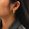 Pendientes de Acero Inoxidable Estilo Ins Europeo y Americano, de Gama Alta, Pendientes Simples y Versátiles, Pendientes Ovalados Brillantes Retro de Acero de Titanio